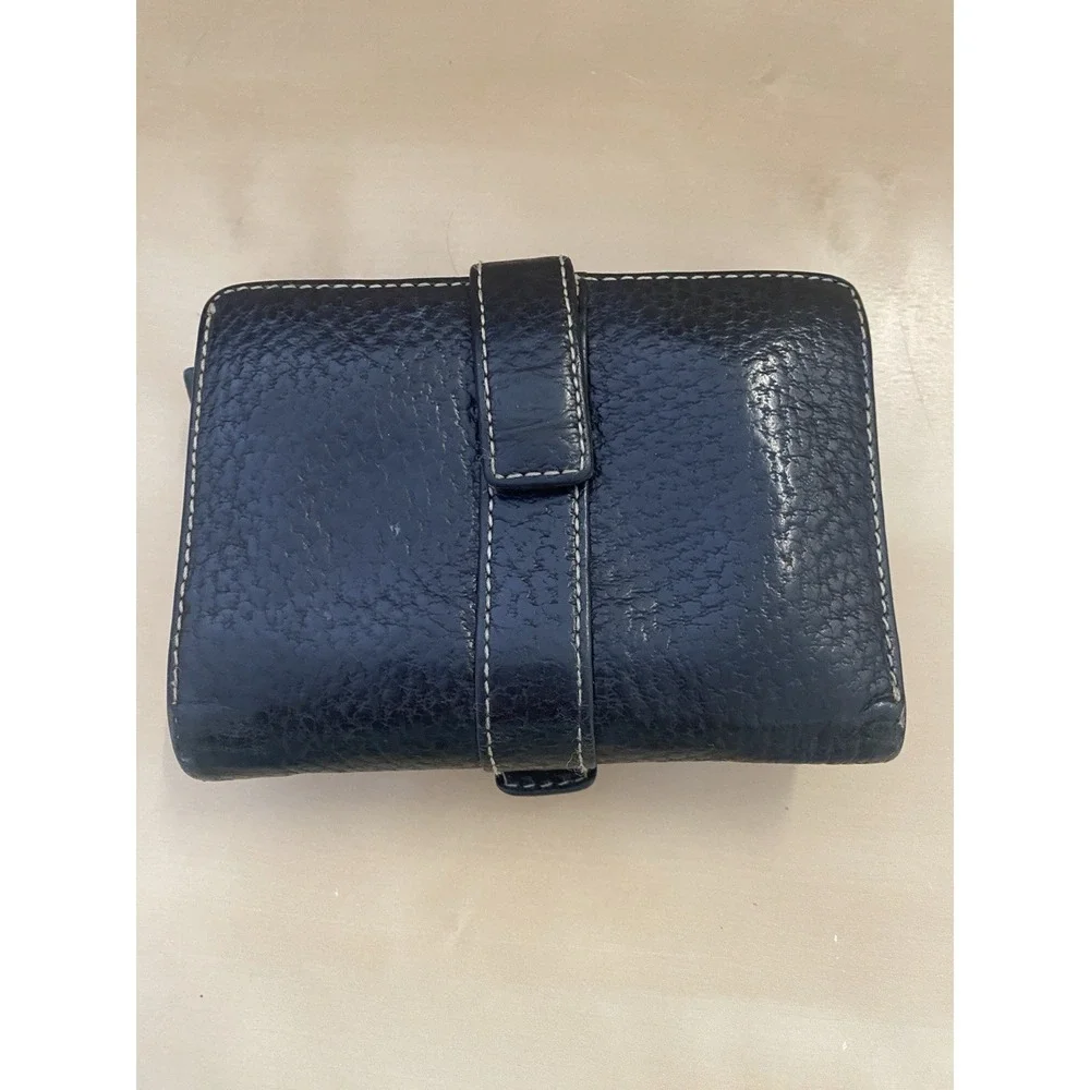VTG Kate Spade Pebbled Leather Compact Wallet Bifold Black